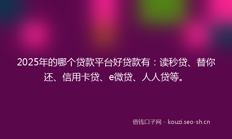 2025年的哪个贷款平台好贷款有：读秒贷、替你还、信用卡贷、e微贷、人人贷等。