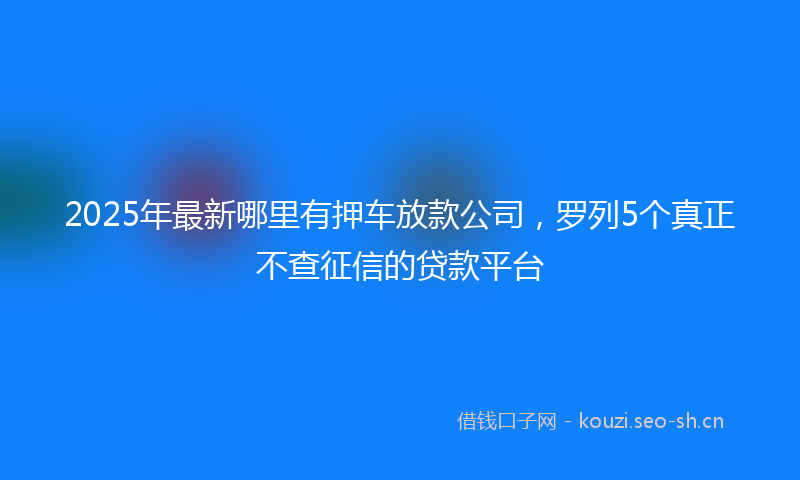 2025年最新哪里有押车放款公司，罗列5个真正不查征信的贷款平台