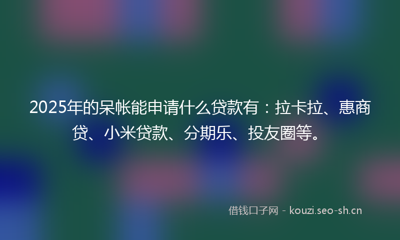 2025年的呆帐能申请什么贷款有：拉卡拉、惠商贷、小米贷款、分期乐、投友圈等。