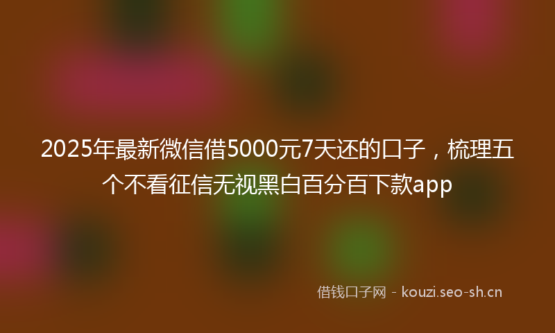 2025年最新微信借5000元7天还的口子，梳理五个不看征信无视黑白百分百下款app