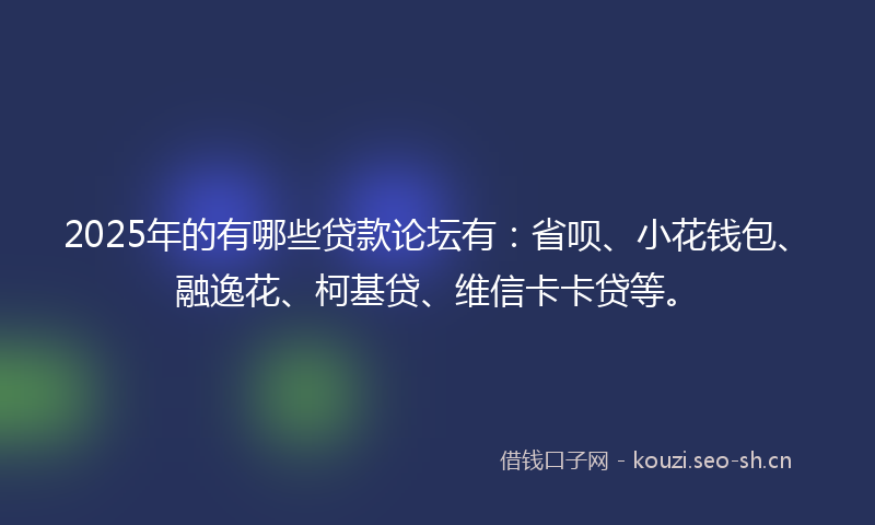 2025年的有哪些贷款论坛有：省呗、小花钱包、融逸花、柯基贷、维信卡卡贷等。