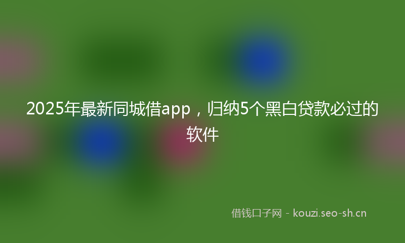 2025年最新同城借app，归纳5个黑白贷款必过的软件