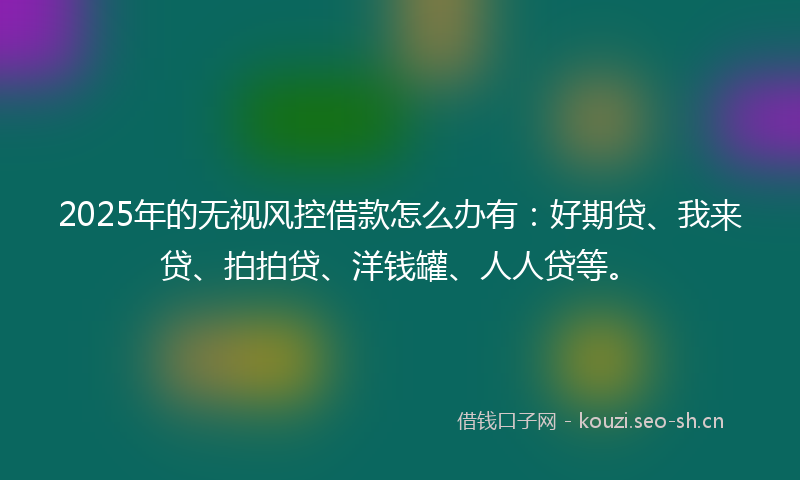 2025年的无视风控借款怎么办有：好期贷、我来贷、拍拍贷、洋钱罐、人人贷等。