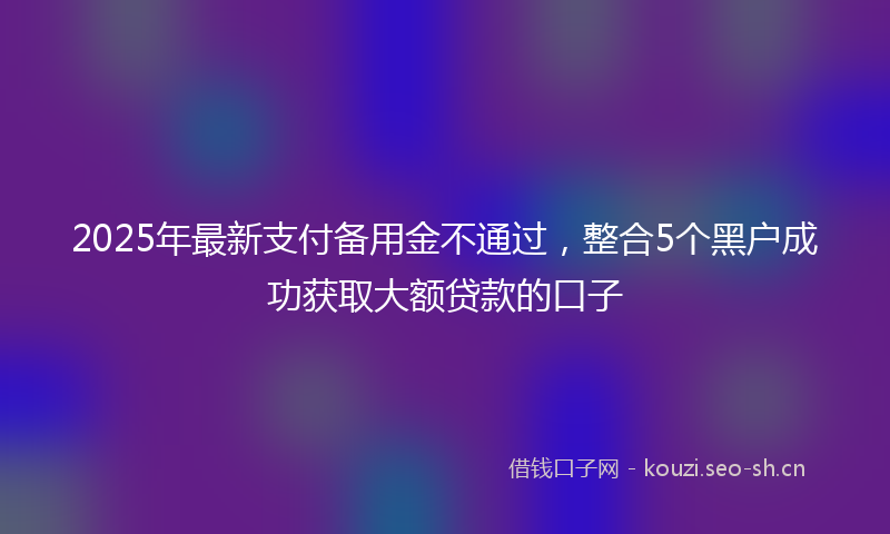2025年最新支付备用金不通过，整合5个黑户成功获取大额贷款的口子