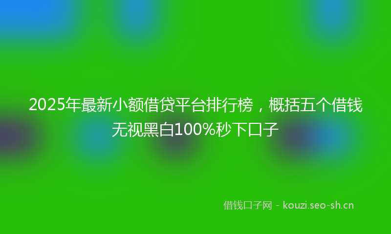2025年最新小额借贷平台排行榜，概括五个借钱无视黑白100%秒下口子