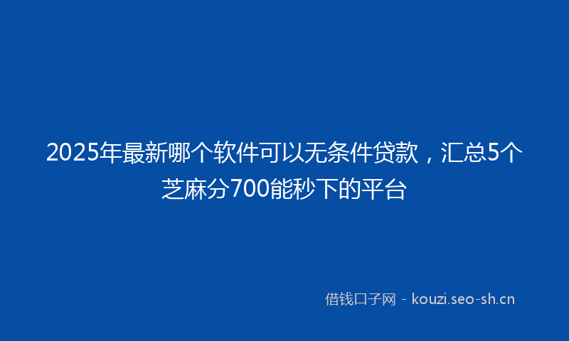 2025年最新哪个软件可以无条件贷款，汇总5个芝麻分700能秒下的平台