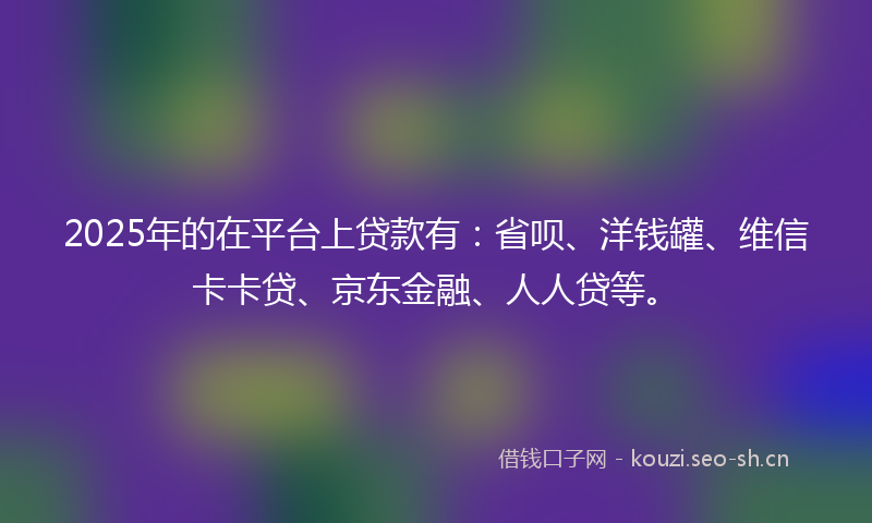 2025年的在平台上贷款有：省呗、洋钱罐、维信卡卡贷、京东金融、人人贷等。