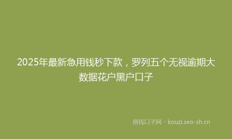 2025年最新急用钱秒下款，罗列五个无视逾期大数据花户黑户口子