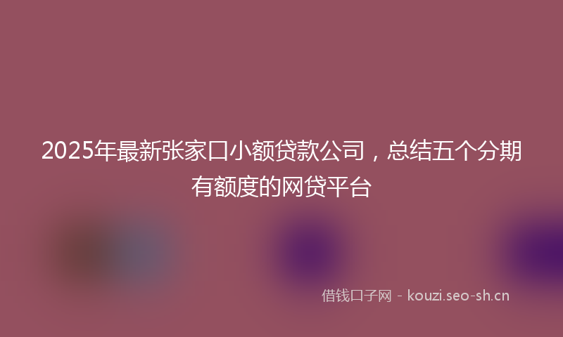 2025年最新张家口小额贷款公司，总结五个分期有额度的网贷平台