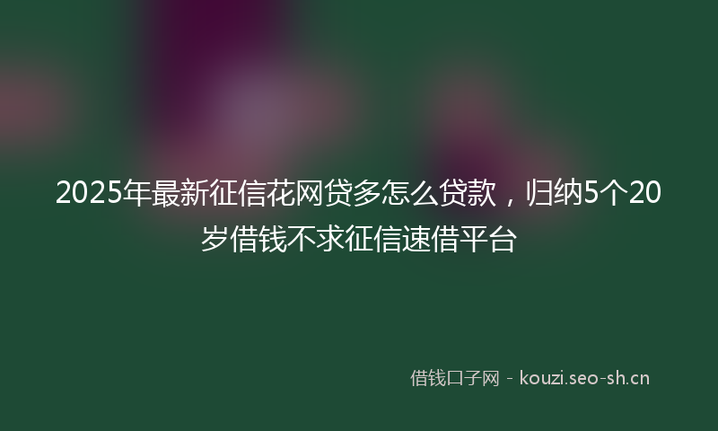 2025年最新征信花网贷多怎么贷款，归纳5个20岁借钱不求征信速借平台