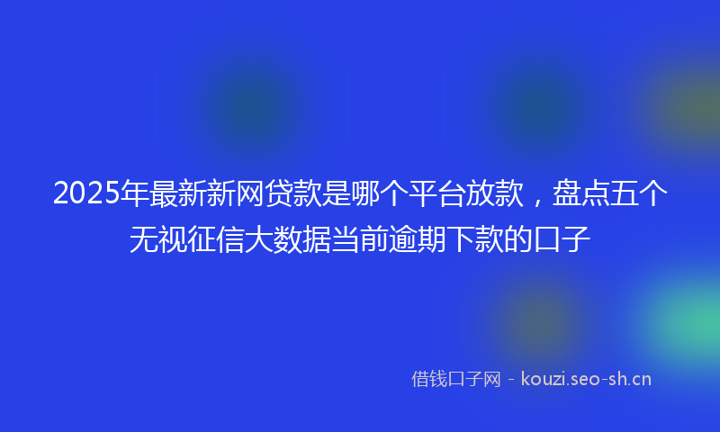 2025年最新新网贷款是哪个平台放款，盘点五个无视征信大数据当前逾期下款的口子