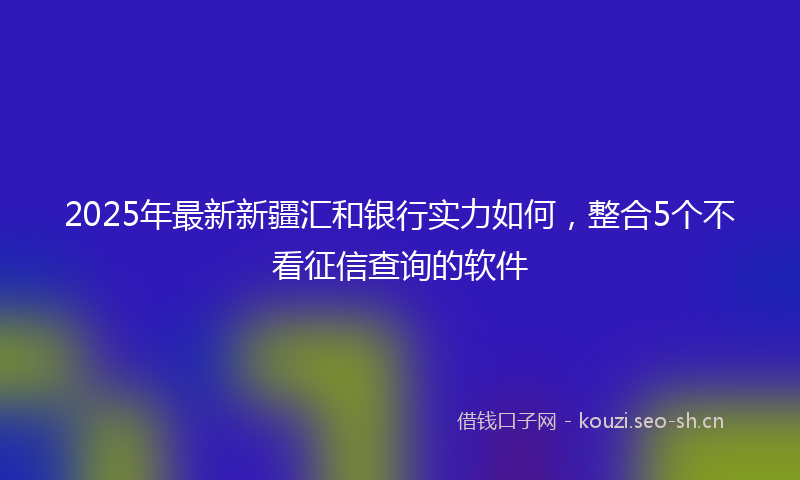 2025年最新新疆汇和银行实力如何，整合5个不看征信查询的软件
