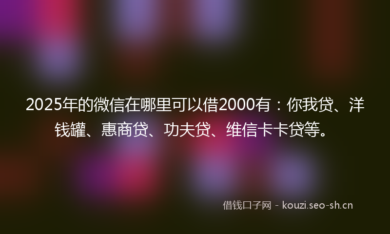 2025年的微信在哪里可以借2000有：你我贷、洋钱罐、惠商贷、功夫贷、维信卡卡贷等。