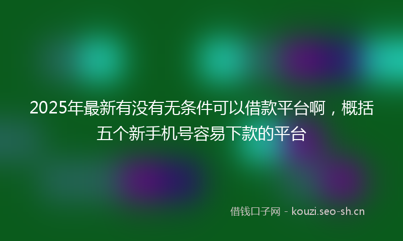 2025年最新有没有无条件可以借款平台啊，概括五个新手机号容易下款的平台