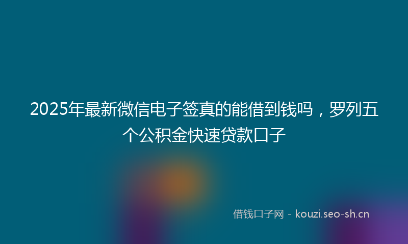 2025年最新微信电子签真的能借到钱吗，罗列五个公积金快速贷款口子