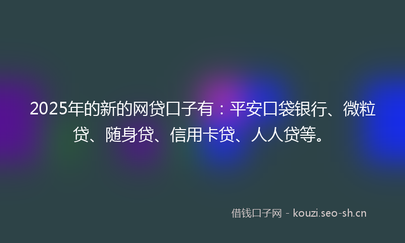2025年的新的网贷口子有：平安口袋银行、微粒贷、随身贷、信用卡贷、人人贷等。