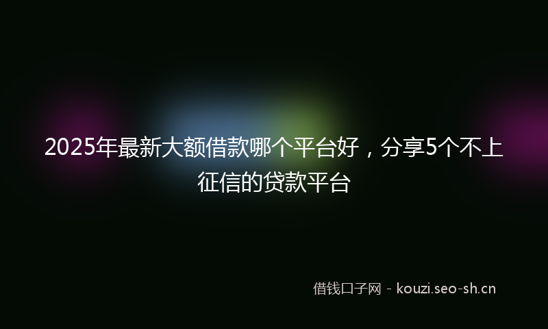 2025年最新大额借款哪个平台好，分享5个不上征信的贷款平台