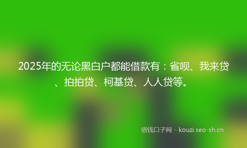 2025年的无论黑白户都能借款有：省呗、我来贷、拍拍贷、柯基贷、人人贷等。
