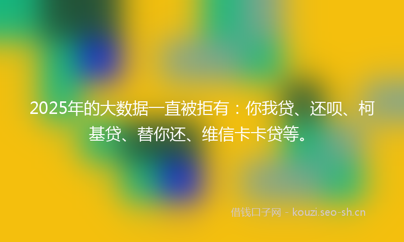 2025年的大数据一直被拒有：你我贷、还呗、柯基贷、替你还、维信卡卡贷等。