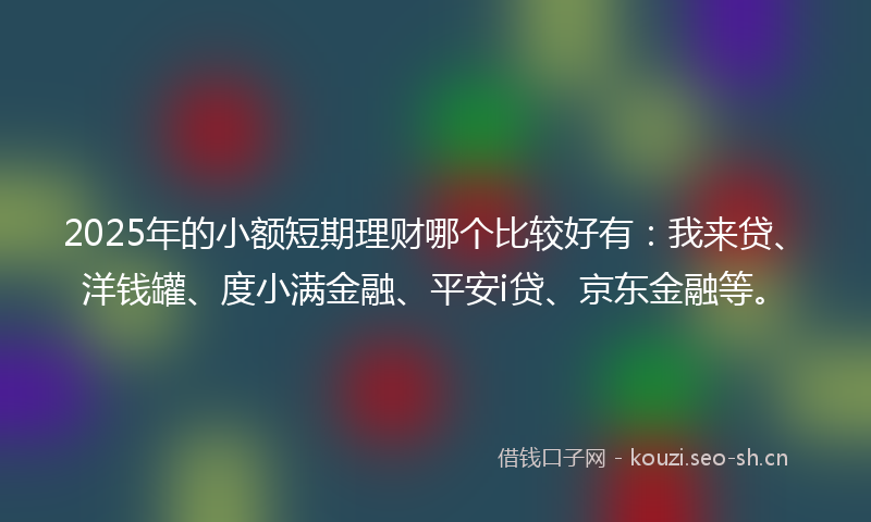 2025年的小额短期理财哪个比较好有：我来贷、洋钱罐、度小满金融、平安i贷、京东金融等。