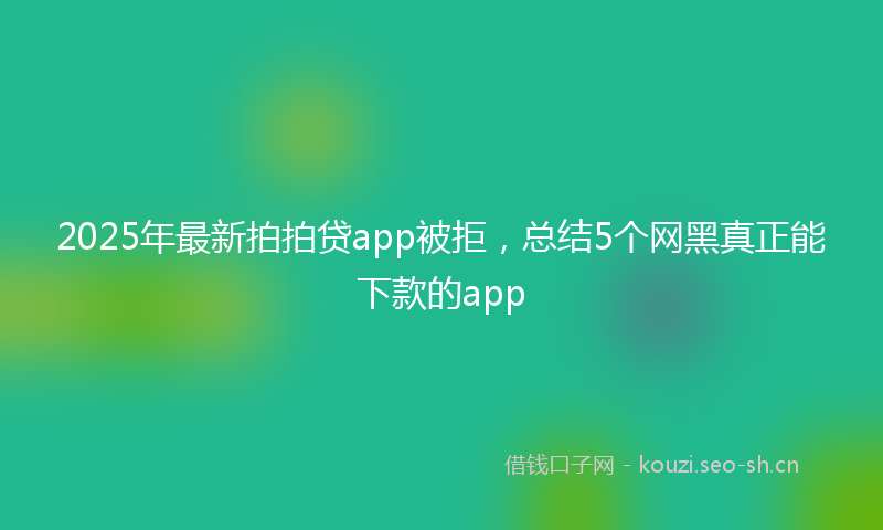 2025年最新拍拍贷app被拒，总结5个网黑真正能下款的app