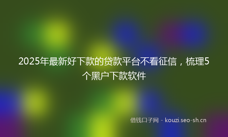 2025年最新好下款的贷款平台不看征信，梳理5个黑户下款软件