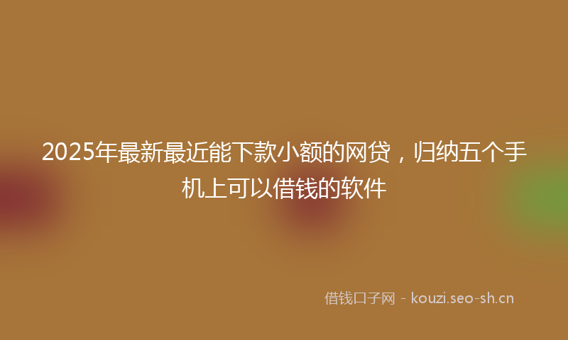 2025年最新最近能下款小额的网贷，归纳五个手机上可以借钱的软件
