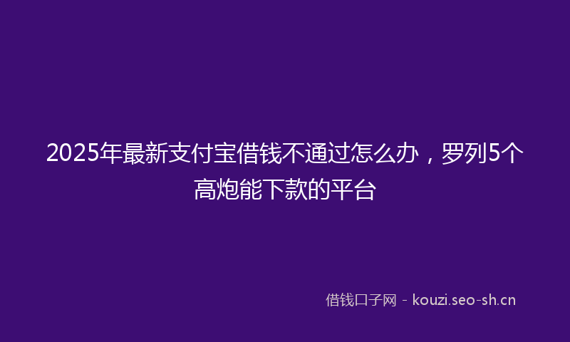 2025年最新支付宝借钱不通过怎么办，罗列5个高炮能下款的平台