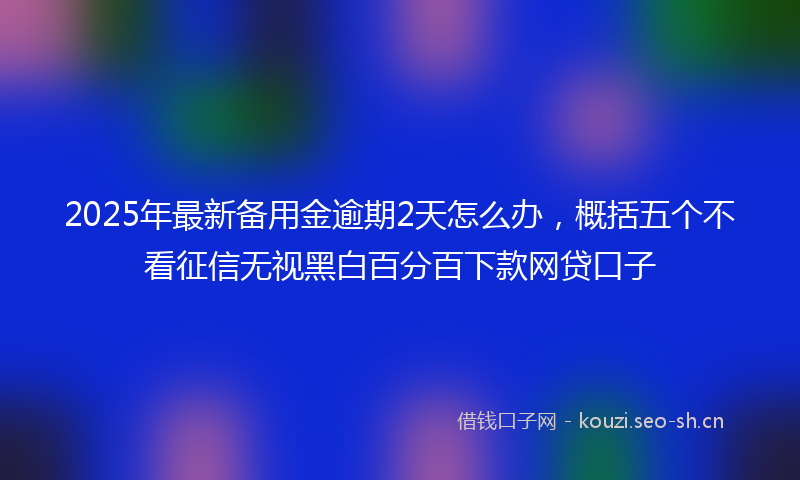 2025年最新备用金逾期2天怎么办，概括五个不看征信无视黑白百分百下款网贷口子