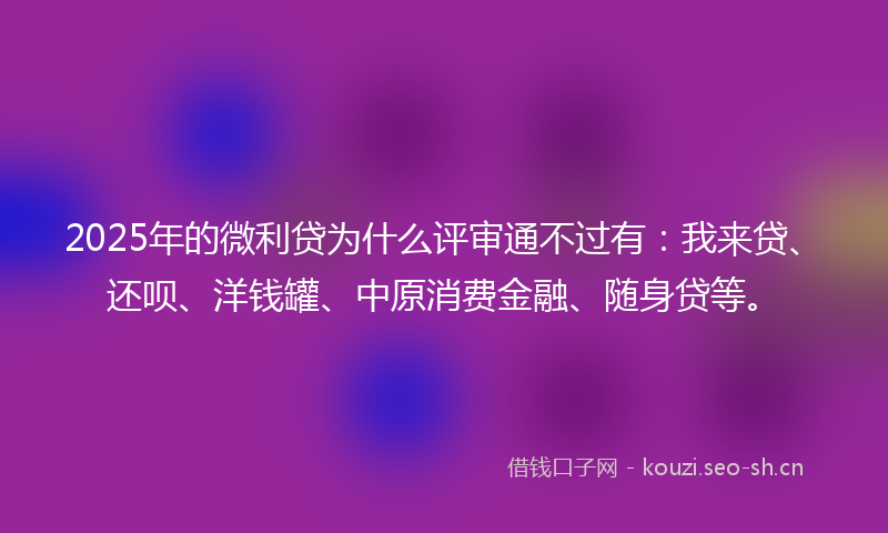2025年的微利贷为什么评审通不过有：我来贷、还呗、洋钱罐、中原消费金融、随身贷等。