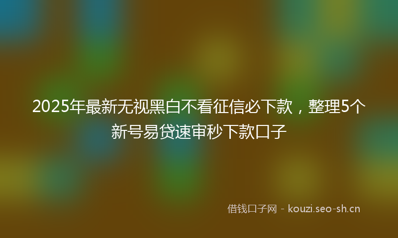 2025年最新无视黑白不看征信必下款，整理5个新号易贷速审秒下款口子