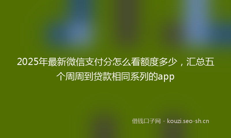 2025年最新微信支付分怎么看额度多少，汇总五个周周到贷款相同系列的app