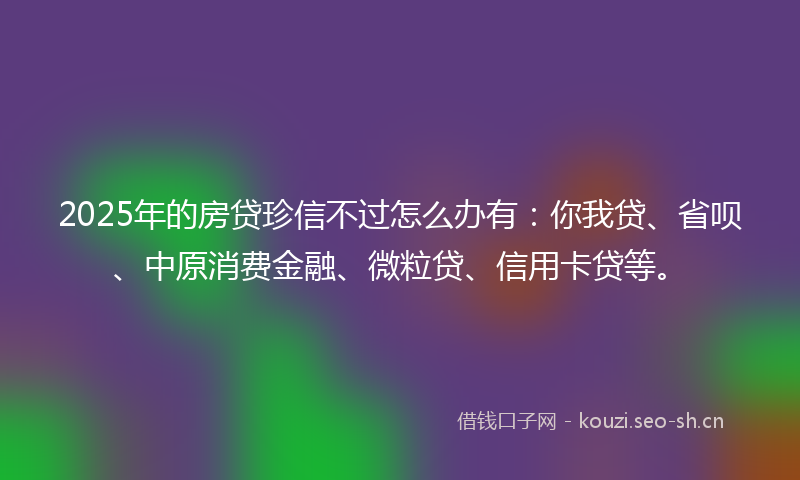 2025年的房贷珍信不过怎么办有:你我贷、省呗、中原消费金融、微粒贷、信用卡贷等。