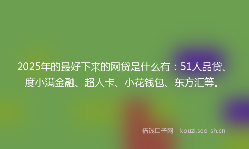 2025年的最好下来的网贷是什么有：51人品贷、度小满金融、超人卡、小花钱包、东方汇等。