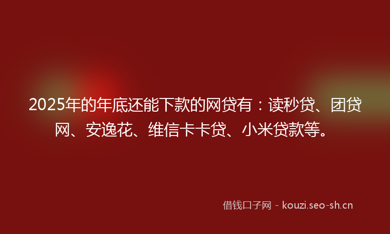 2025年的年底还能下款的网贷有：读秒贷、团贷网、安逸花、维信卡卡贷、小米贷款等。