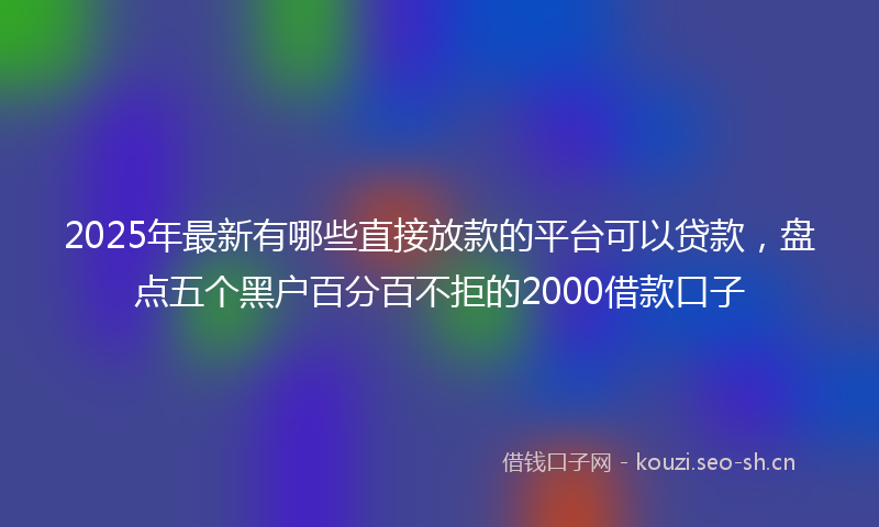 2025年最新有哪些直接放款的平台可以贷款，盘点五个黑户百分百不拒的2000借款口子