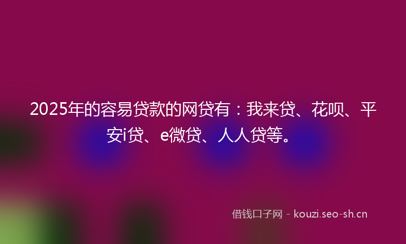 2025年的容易贷款的网贷有：我来贷、花呗、平安i贷、e微贷、人人贷等。