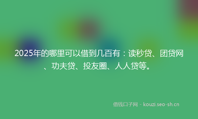 2025年的哪里可以借到几百有：读秒贷、团贷网、功夫贷、投友圈、人人贷等。