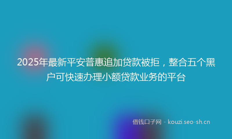 2025年最新平安普惠追加贷款被拒，整合五个黑户可快速办理小额贷款业务的平台
