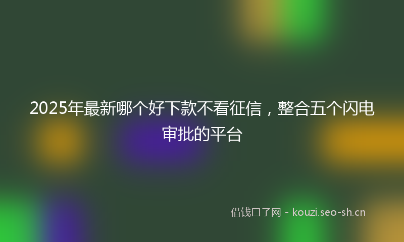 2025年最新哪个好下款不看征信，整合五个闪电审批的平台