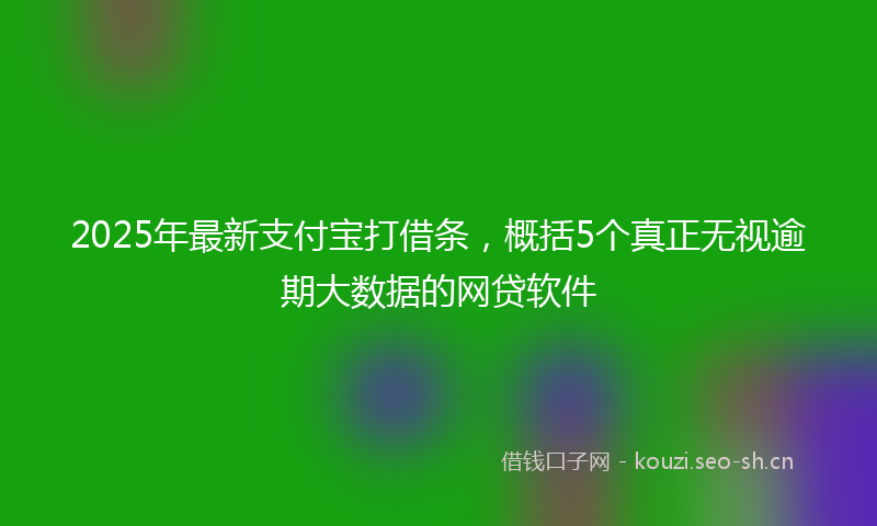 2025年最新支付宝打借条，概括5个真正无视逾期大数据的网贷软件