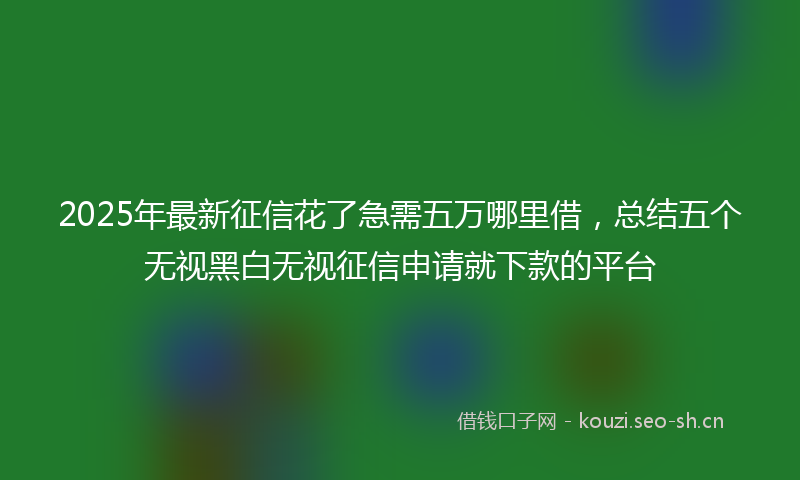 2025年最新征信花了急需五万哪里借，总结五个无视黑白无视征信申请就下款的平台
