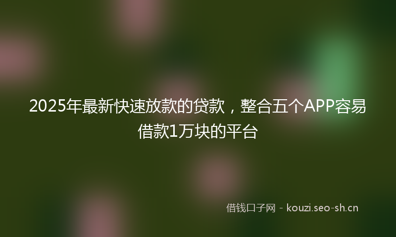 2025年最新快速放款的贷款，整合五个APP容易借款1万块的平台