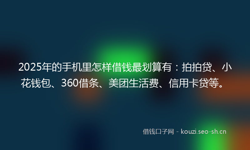 2025年的手机里怎样借钱最划算有：拍拍贷、小花钱包、360借条、美团生活费、信用卡贷等。
