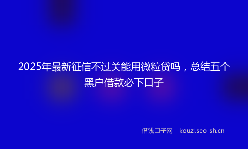 2025年最新征信不过关能用微粒贷吗，总结五个黑户借款必下口子