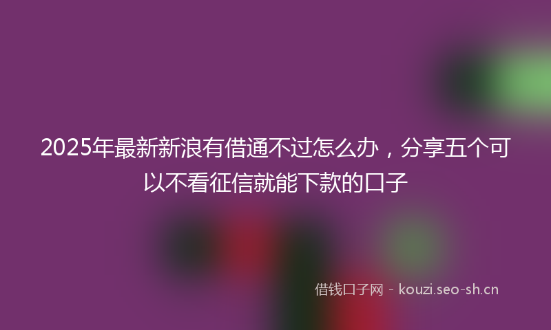 2025年最新新浪有借通不过怎么办，分享五个可以不看征信就能下款的口子