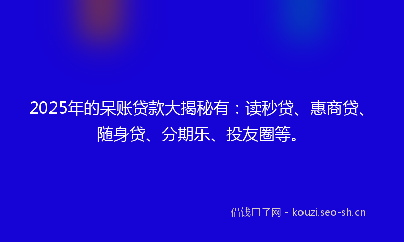 2025年的呆账贷款大揭秘有：读秒贷、惠商贷、随身贷、分期乐、投友圈等。