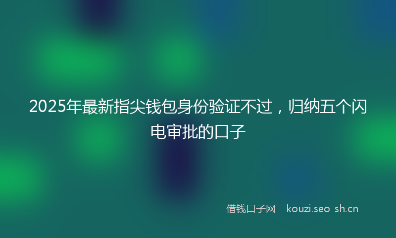 2025年最新指尖钱包身份验证不过，归纳五个闪电审批的口子