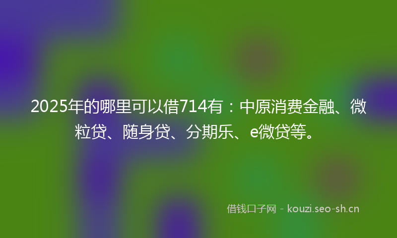 2025年的哪里可以借714有：中原消费金融、微粒贷、随身贷、分期乐、e微贷等。