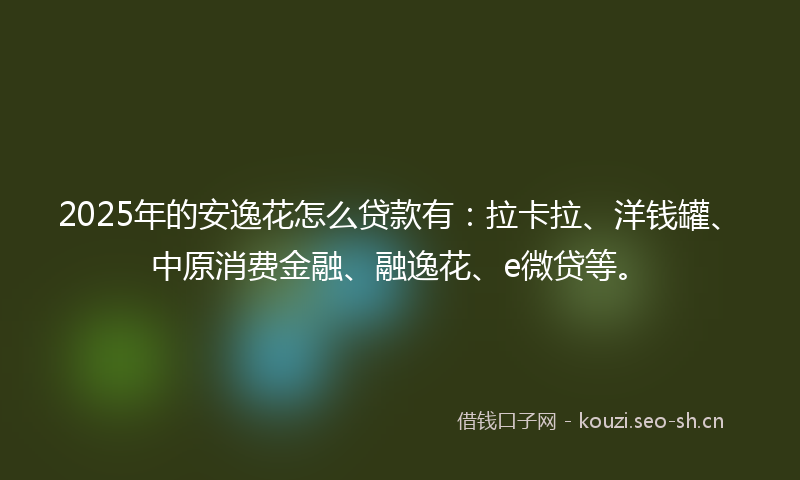 2025年的安逸花怎么贷款有：拉卡拉、洋钱罐、中原消费金融、融逸花、e微贷等。